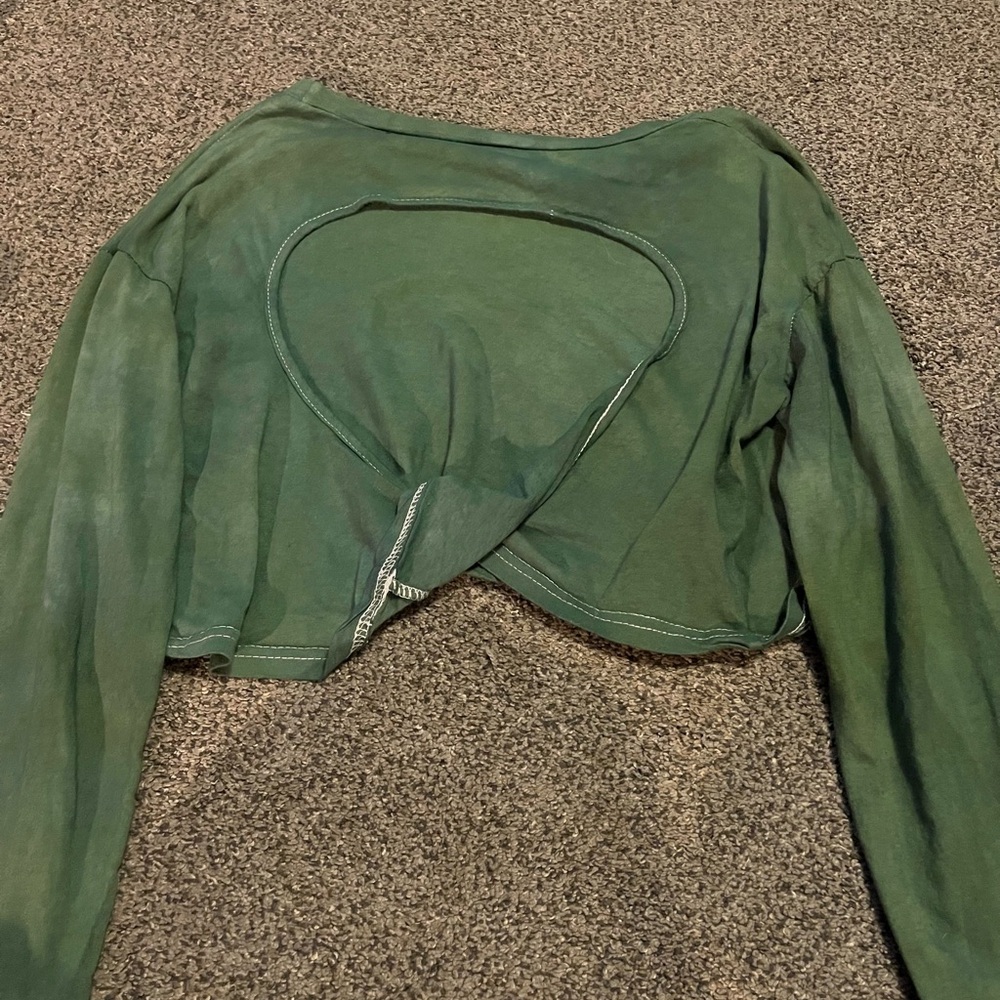 Green Women's Top with Open Back Design